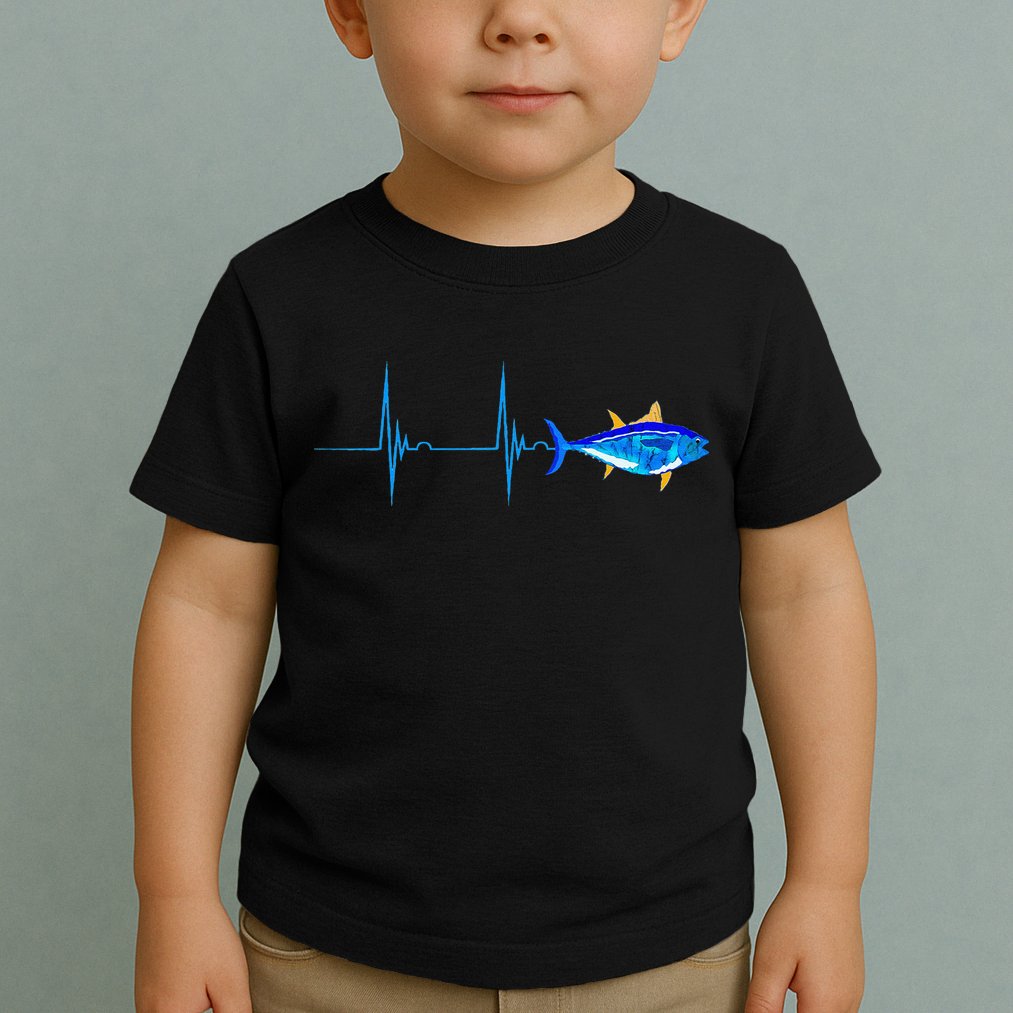 Bluefin Tuna Heartbeat EKG Pulseline Deep Sea Fishing Toddler T-Shirt