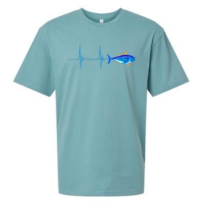 Bluefin Tuna Heartbeat EKG Pulseline Deep Sea Fishing Sueded Cloud Jersey T-Shirt