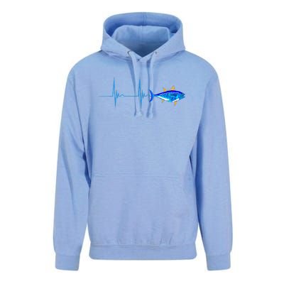 Bluefin Tuna Heartbeat EKG Pulseline Deep Sea Fishing Unisex Surf Hoodie