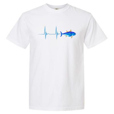 Bluefin Tuna Heartbeat EKG Pulseline Deep Sea Fishing Garment-Dyed Heavyweight T-Shirt