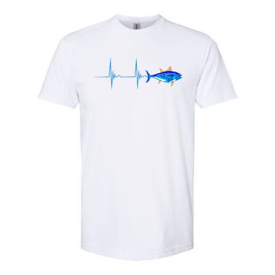 Bluefin Tuna Heartbeat EKG Pulseline Deep Sea Fishing Softstyle CVC T-Shirt