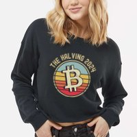 Bitcoin The Halving 2024 To The Moon Cropped Pullover Crew