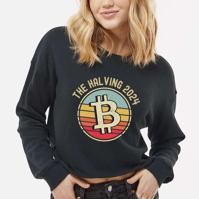 Bitcoin The Halving 2024 To The Moon Cropped Pullover Crew