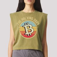 Bitcoin The Halving 2024 To The Moon Garment-Dyed Women's Muscle Tee