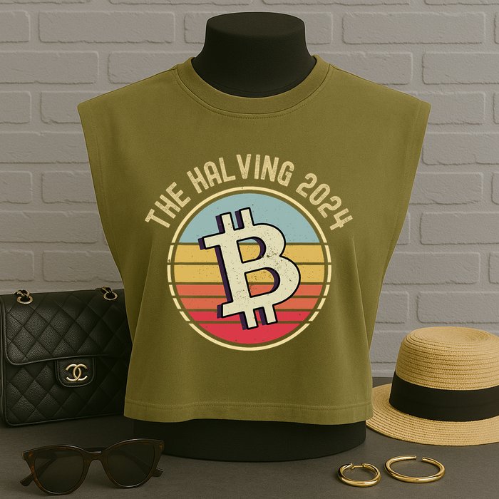 Bitcoin The Halving 2024 To The Moon Garment-Dyed Women's Muscle Tee