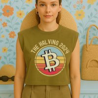 Bitcoin The Halving 2024 To The Moon Garment-Dyed Women's Muscle Tee