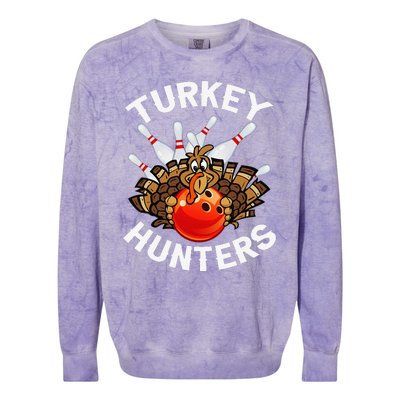 Bowling Turkey Hunters Bowlers Thanksgiving Funny Gift Colorblast Crewneck Sweatshirt