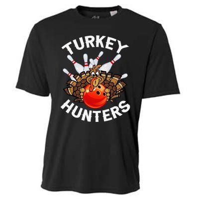 Bowling Turkey Hunters Bowlers Thanksgiving Funny Gift Cooling Performance Crew T-Shirt