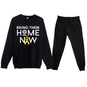 Bring Them Home Now Yellow Ribbon Heart Premium Crewneck Sweatsuit Set