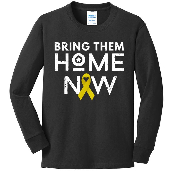 Bring Them Home Now Yellow Ribbon Heart Kids Long Sleeve Shirt