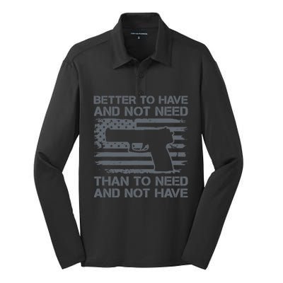 Better To Have And Not Need Pro Guns 9mm Pistol USA Flag Silk Touch Performance Long Sleeve Polo