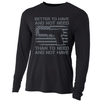 Better To Have And Not Need Pro Guns 9mm Pistol USA Flag Cooling Performance Long Sleeve Crew