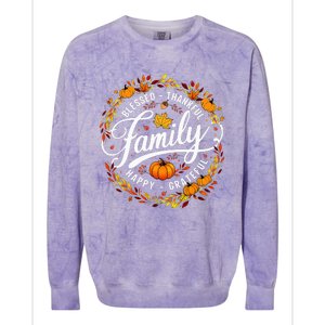 Blessed Thankful Happy Grateful Family Matching Thanksgiving Colorblast Crewneck Sweatshirt