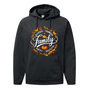 Blessed Thankful Happy Grateful Family Matching Thanksgiving Performance Fleece Hoodie