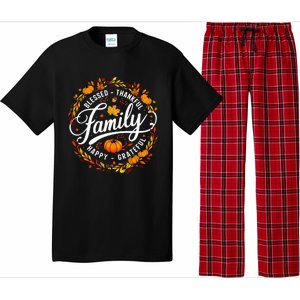 Blessed Thankful Happy Grateful Family Matching Thanksgiving Pajama Set