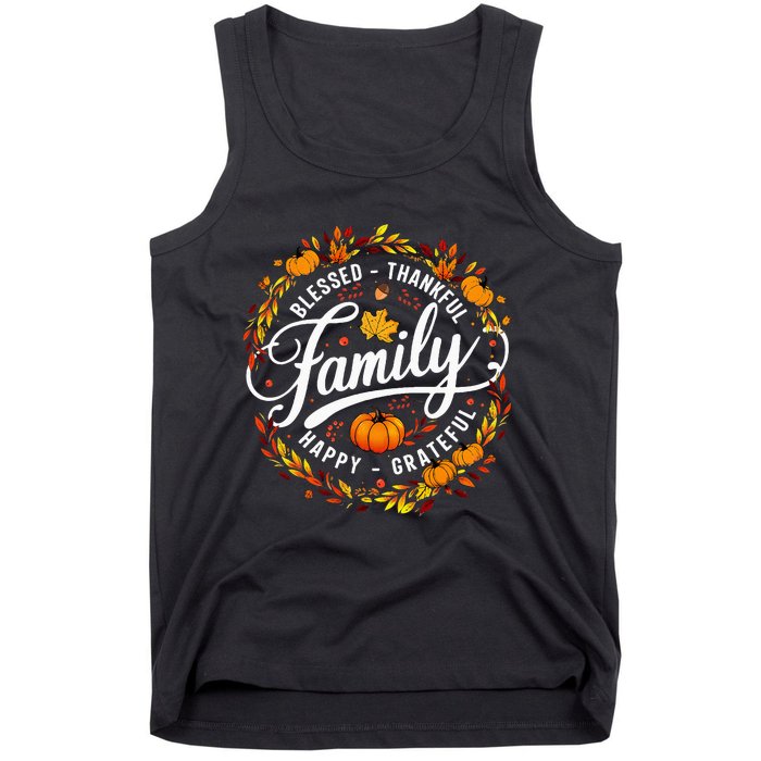 Blessed Thankful Happy Grateful Family Matching Thanksgiving Tank Top