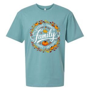 Blessed Thankful Happy Grateful Family Matching Thanksgiving Sueded Cloud Jersey T-Shirt