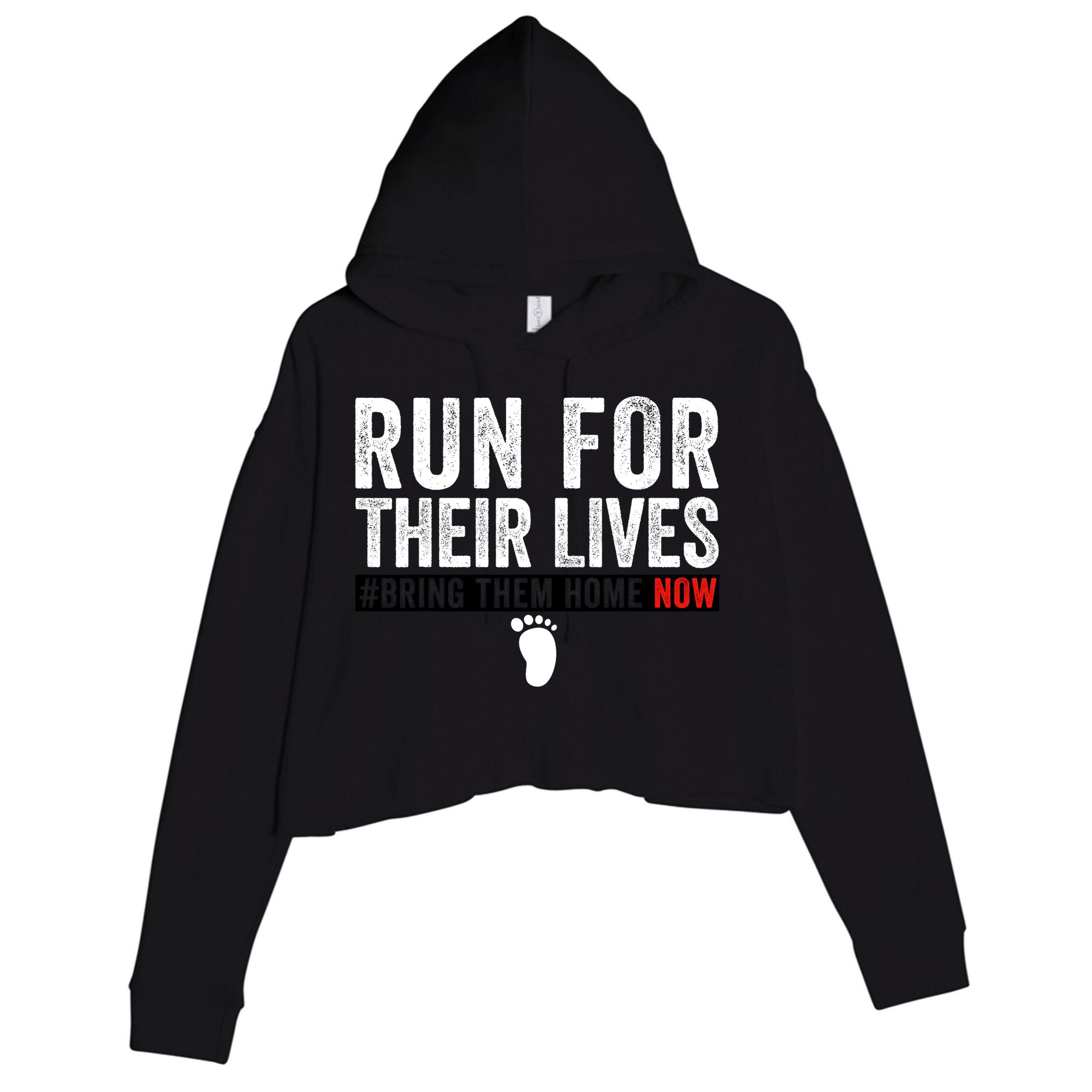Bring Them Home Now Run For Their Lives Crop Fleece Hoodie