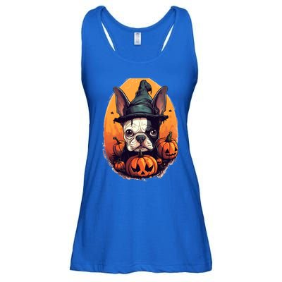 Boston Terrier Halloween Witch Pumpkin Dog Lover Gift Ladies Essential Flowy Tank