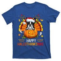 Boston Terrier Happy Hallothanksmas Halloween Christmas T-Shirt