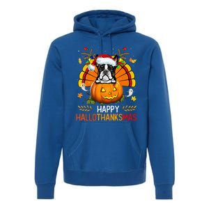 Boston Terrier Happy Hallothanksmas Halloween Christmas Premium Hoodie