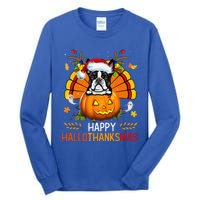 Boston Terrier Happy Hallothanksmas Halloween Christmas Tall Long Sleeve T-Shirt