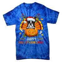 Boston Terrier Happy Hallothanksmas Halloween Christmas Tie-Dye T-Shirt