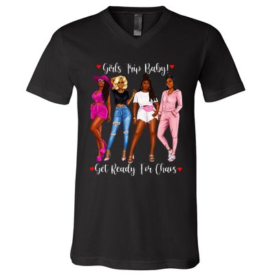 Black Trip Holidays With Friends African Diva V-Neck T-Shirt