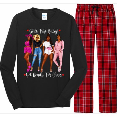 Black Trip Holidays With Friends African Diva Long Sleeve Pajama Set