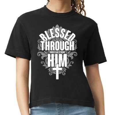Blessed Through Him Christian Strong Comfort Colors Boxy T-Shirt