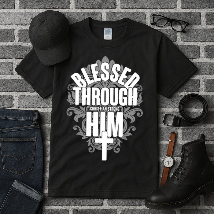Blessed Through Him Christian Strong Tall T-Shirt