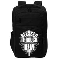 Blessed Through Him Christian Strong Impact Tech Backpack