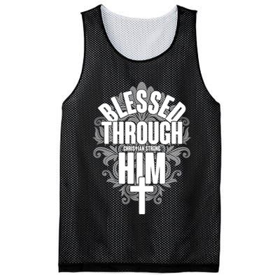 Blessed Through Him Christian Strong Mesh Reversible Basketball Jersey Tank
