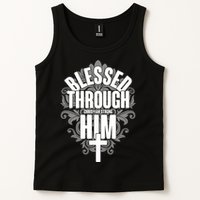 Blessed Through Him Christian Strong Tank Top