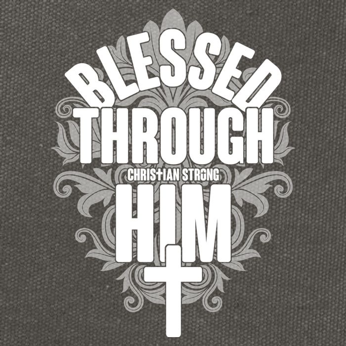 Blessed Through Him Christian Strong Cotton Canvas Backpack