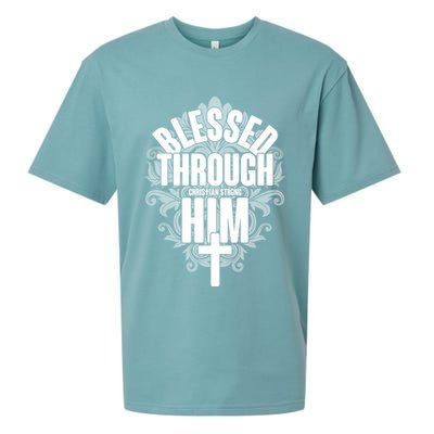 Blessed Through Him Christian Strong Sueded Cloud Jersey T-Shirt