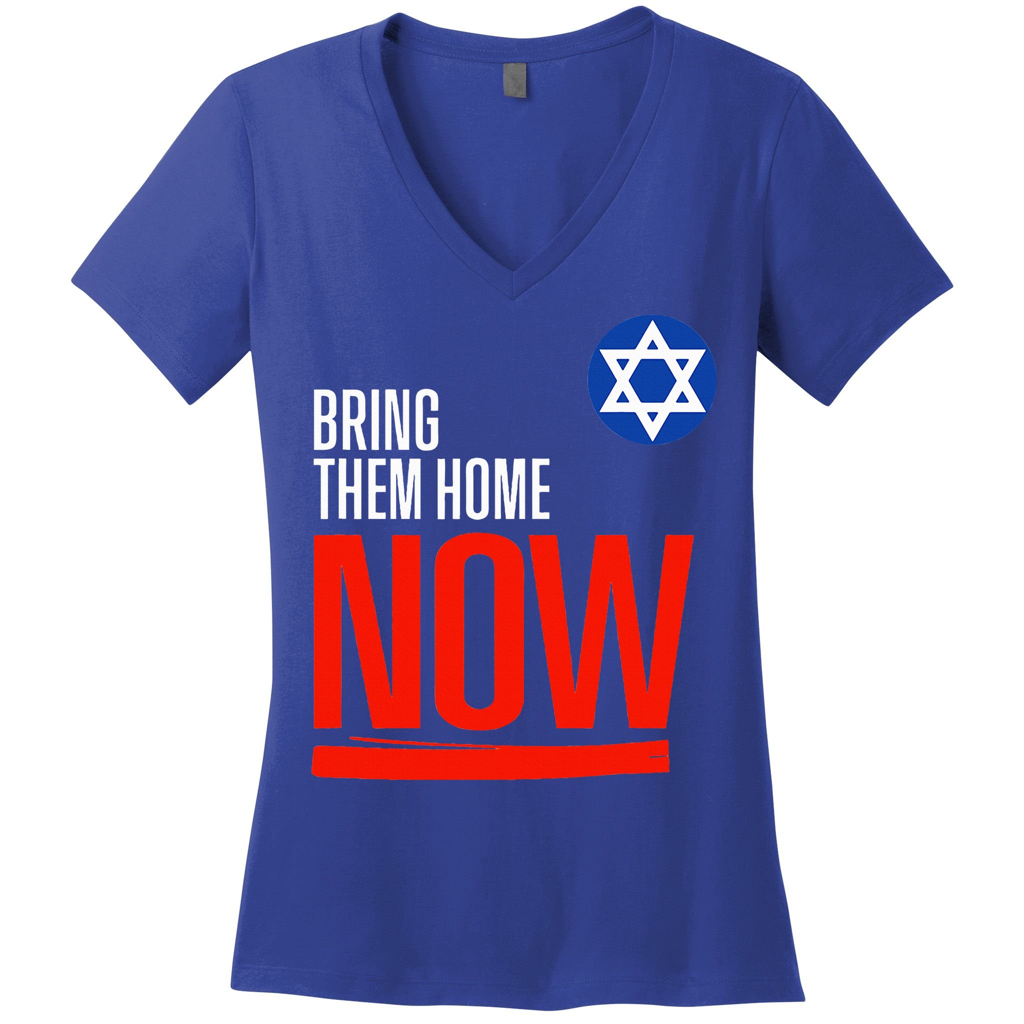 Bring Them Home Now! Stand With Israel Star of David Women's V-Neck T-Shirt