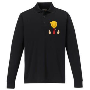 Bitcoin Trump Hair Cryptocurrency President Trump 45 47 Maga Performance Long Sleeve Polo