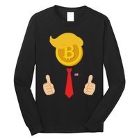 Bitcoin Trump Hair Cryptocurrency President Trump 45 47 Maga Long Sleeve Shirt