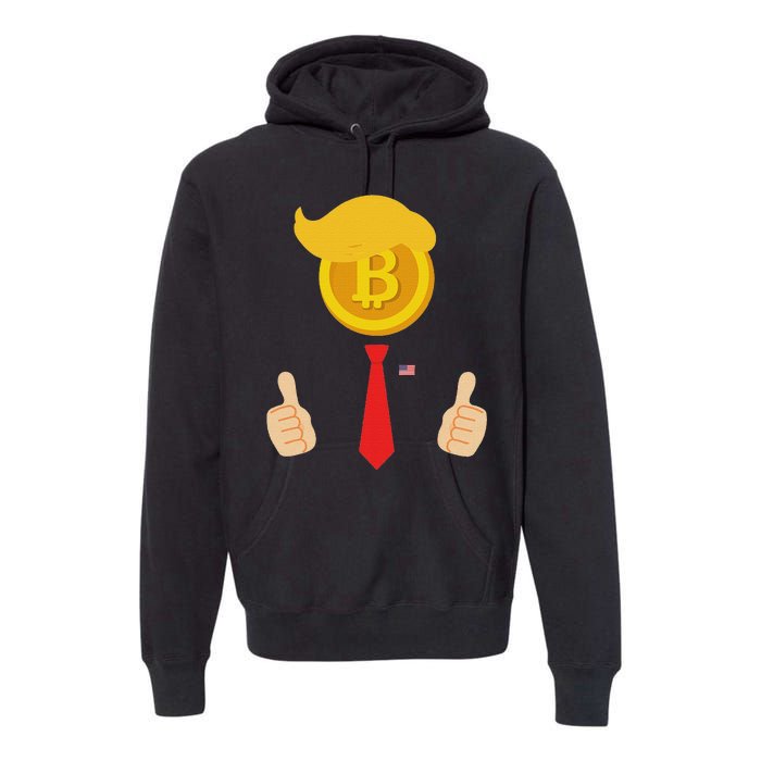 Bitcoin Trump Hair Cryptocurrency President Trump 45 47 Maga Premium Hoodie