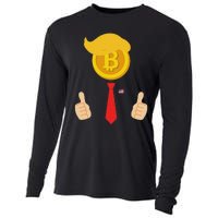 Bitcoin Trump Hair Cryptocurrency President Trump 45 47 Maga Cooling Performance Long Sleeve Crew