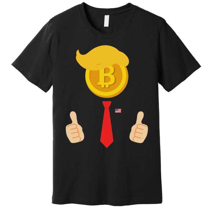 Bitcoin Trump Hair Cryptocurrency President Trump 45 47 Maga Premium T-Shirt