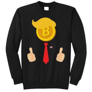 Bitcoin Trump Hair Cryptocurrency President Trump 45 47 Maga Tall Sweatshirt