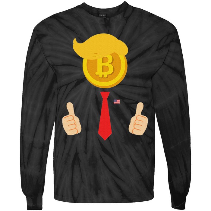 Bitcoin Trump Hair Cryptocurrency President Trump 45 47 Maga Tie-Dye Long Sleeve Shirt