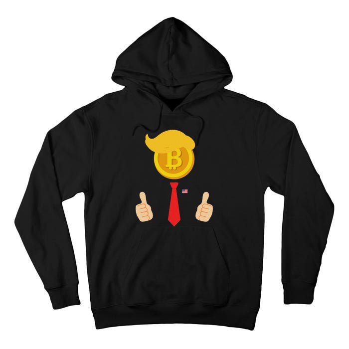 Bitcoin Trump Hair Cryptocurrency President Trump 45 47 Maga Tall Hoodie