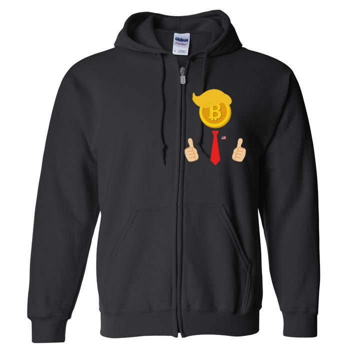 Bitcoin Trump Hair Cryptocurrency President Trump 45 47 Maga Full Zip Hoodie