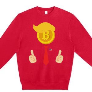 Bitcoin Trump Hair Cryptocurrency President Trump 45 47 Maga Premium Crewneck Sweatshirt