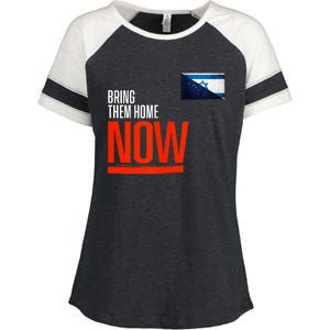 Bring Them Home Now! Stand With Israel Israel Alaska Flag Enza Ladies Jersey Colorblock Tee