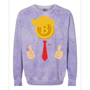 Bitcoin Trump Hair Cryptocurrency President Trump 45 47 Maga Colorblast Crewneck Sweatshirt