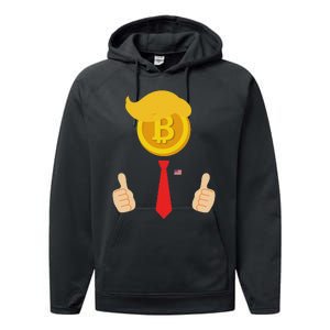 Bitcoin Trump Hair Cryptocurrency President Trump 45 47 Maga Performance Fleece Hoodie